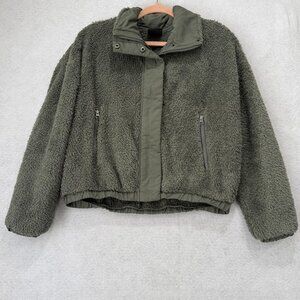 Vuori Jacket Womens Small Green Cozy Sherpa Fleece Zip Pockets Cozy Fall Winter
